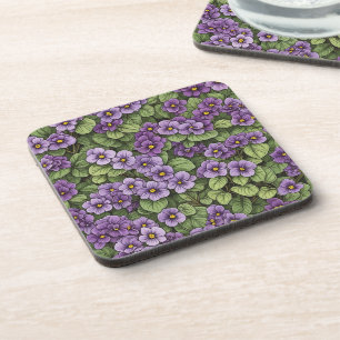 Posavasos Patrón de flores violetas africanas