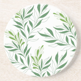 Posavasos Patrón De Foliage De Verdor Elegante Verde Y Blanc