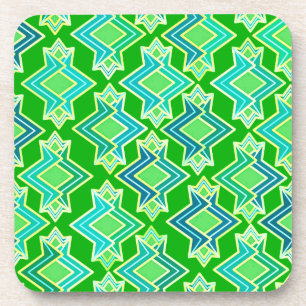 Posavasos Patrón de fondo Art Deco, verde jade