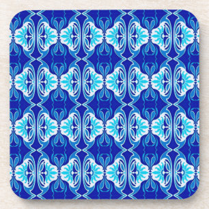 Posavasos Patrón de fondo de escritorio Art Decó - azul coba