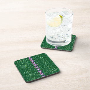 Posavasos Patrón de fondo de fondo de violeta verde vintage