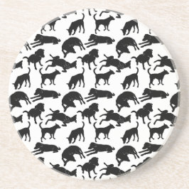 Posavasos Patrón de forma de perro monocromo blanco y negro