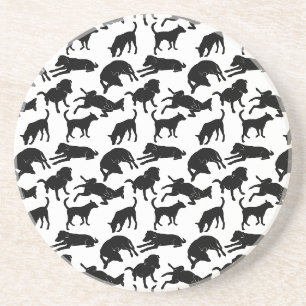 Posavasos Patrón de forma de perro monocromo blanco y negro