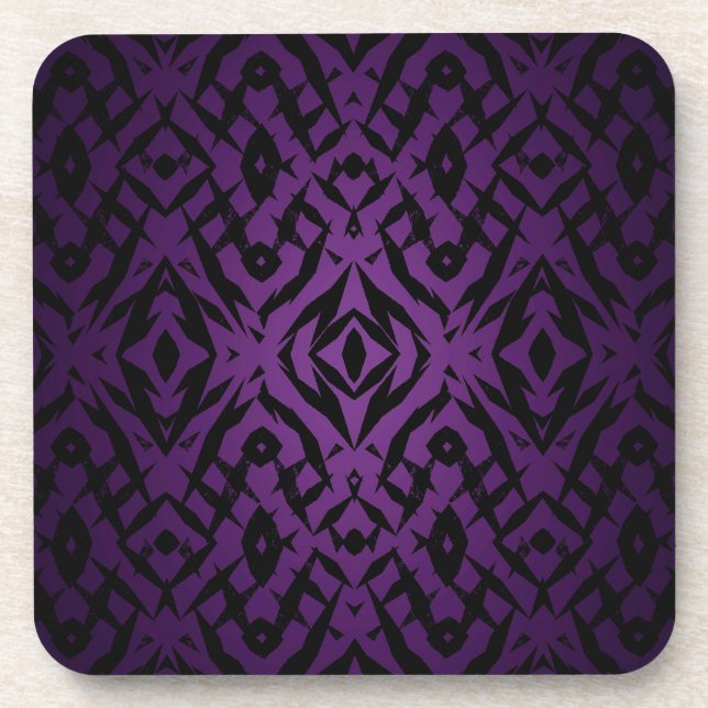 Posavasos Patrón de formas tribales moradas (Frente)