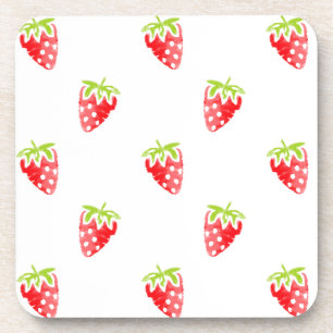 Posavasos Patrón de fresa acuarela