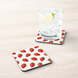 Posavasos Patrón de Fresa Sin Costuras Fruta Roja Adorable