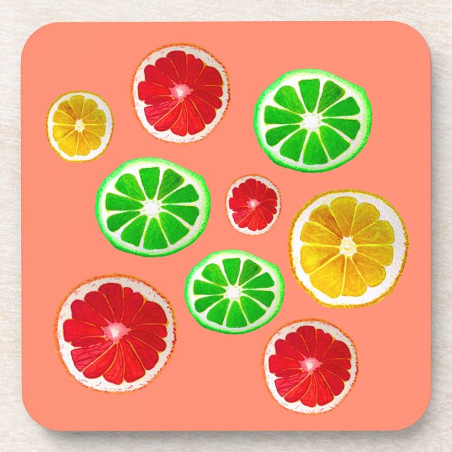 Posavasos Patrón de fruta alegre y colorida (Frente)