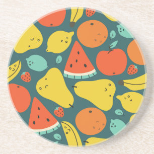 Posavasos Patrón de fruta tropical dibujado a mano