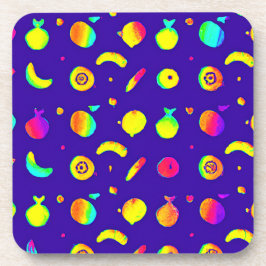 Posavasos Patrón de frutas coloridas de neón tropical