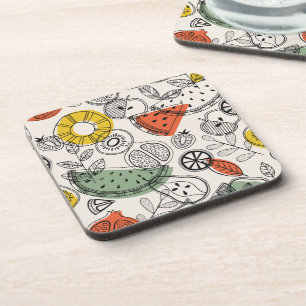 Posavasos Patrón de frutas de estilo vintage retro