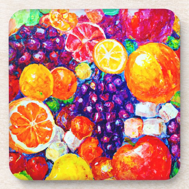 Posavasos "Patrón de frutas frescas" Arte Cuto. Comprar ahor (Frente)