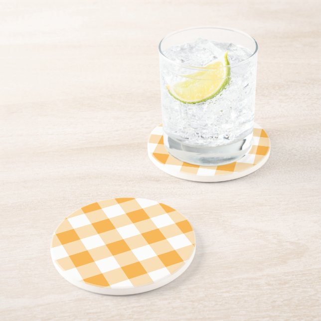 Posavasos Patrón de Gingham amarillo (Lado)