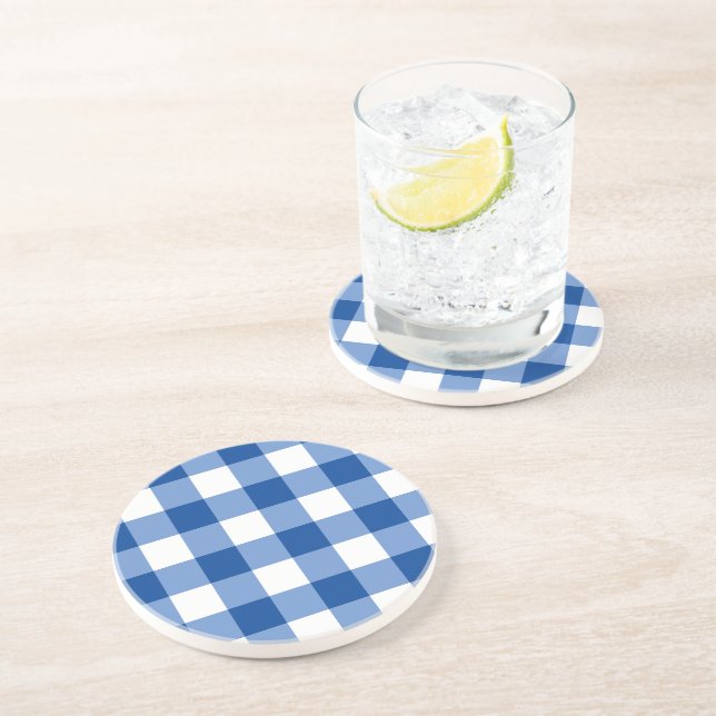 Posavasos Patrón de gingham azul (Lado)