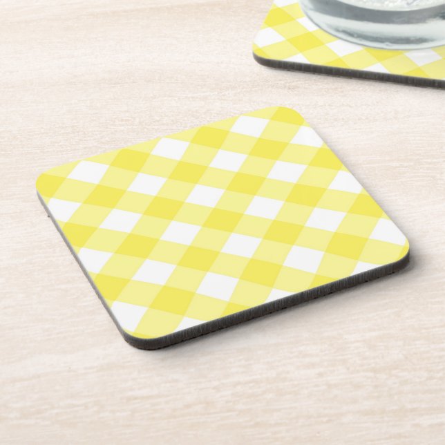 Posavasos Patrón de Gingham Clásico Amarillo Claro (Lado Izquierdo)
