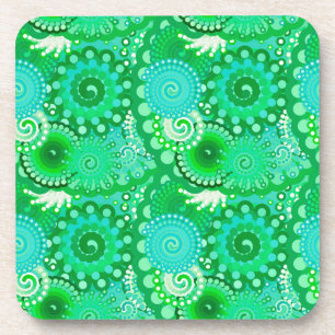 Posavasos Patrón de giro fractal, jade, turquesa, aqua
