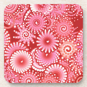 Posavasos Patrón de giro fractal, tonos de rojo profundo