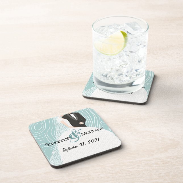 Posavasos Patrón de grano de madera de Aqua Novia y Astillas (Lado Derecho)