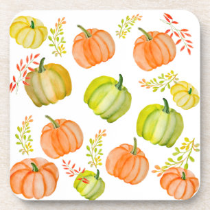 Posavasos Patrón de Halloween acuarela con calabazas