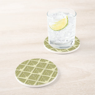 Posavasos Patrón de hoja cuadrada Luz de lima dorada