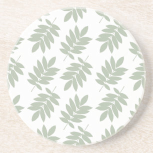 Posavasos Patrón de hoja de anciano verde + blanco