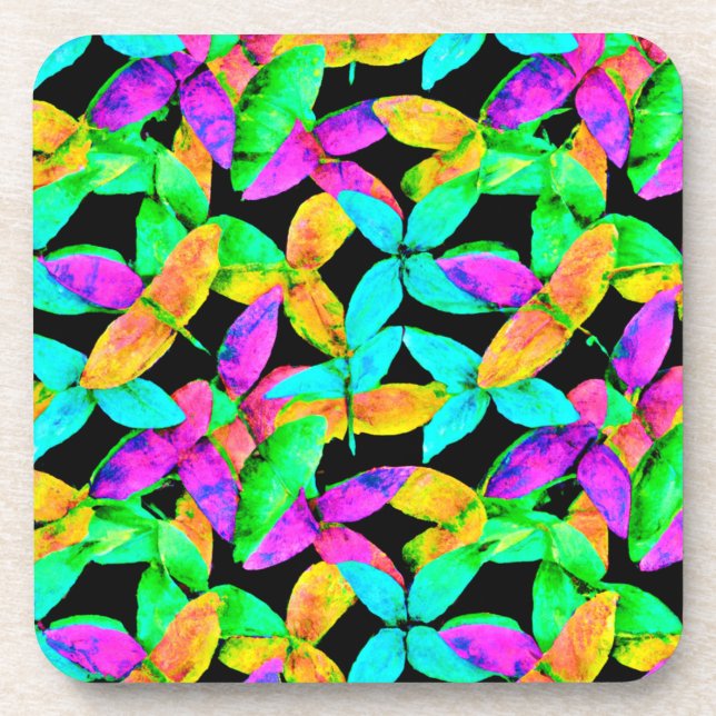 Posavasos Patrón de hoja de Neonscape (Frente)