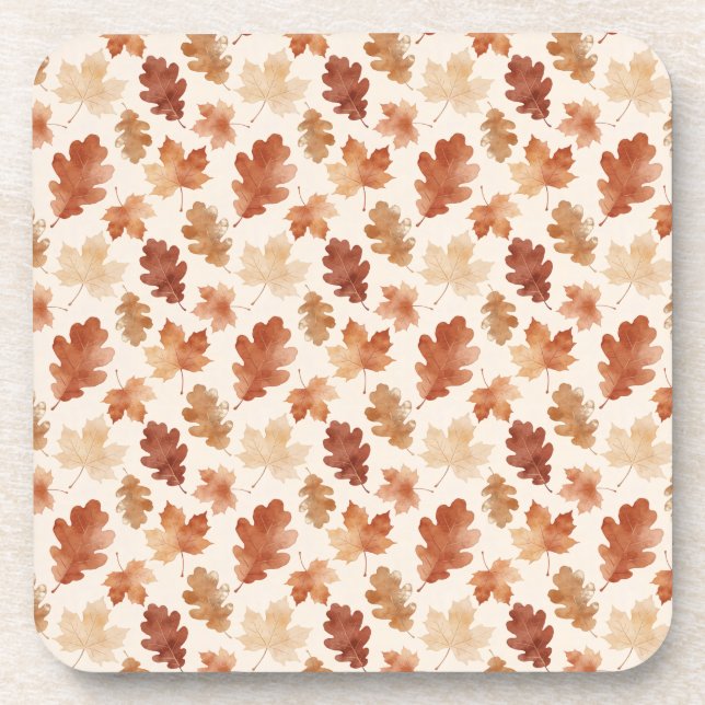 Posavasos Patrón de hoja de otoño acogedor (Frente)