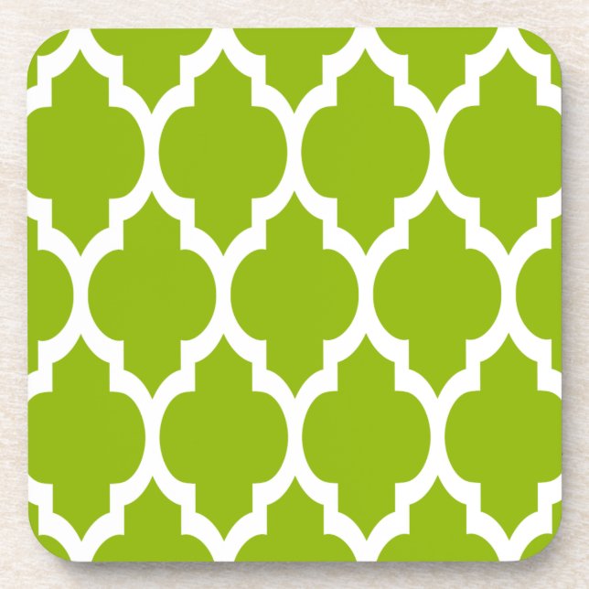 Posavasos Patrón de hoja de quatrefol verde blanco marroquí  (Frente)