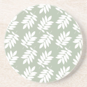 Posavasos Patrón de hoja de saúco blanco sobre verde