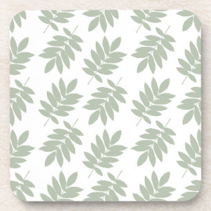 Posavasos Patrón de hoja de saúco verde + blanco