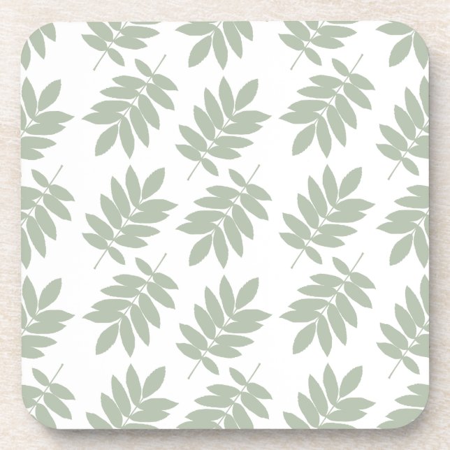Posavasos Patrón de hoja de saúco verde + blanco (Frente)