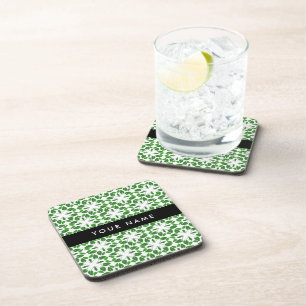 Posavasos Patrón de Hoja, Hojas Verdes, Tu Nombre