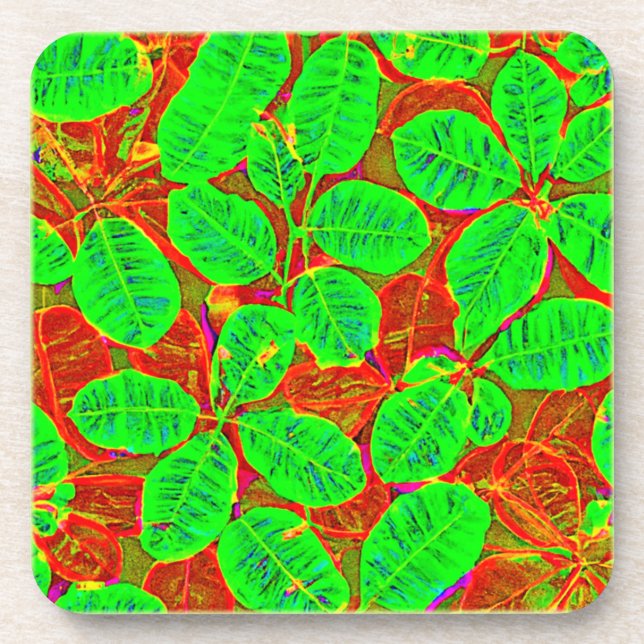 Posavasos Patrón de hoja verde exuberante (Frente)