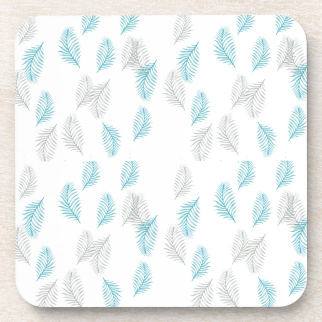 Posavasos Patrón de hojas azules y grises (Frente)