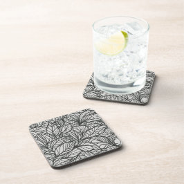 Posavasos Patrón de hojas blancas y negras