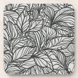 Posavasos Patrón de hojas blancas y negras