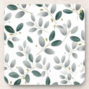 Posavasos Patrón de hojas botánicas de eucalipto verde salad