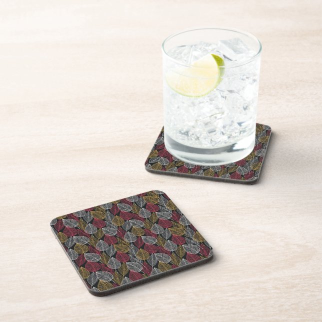 Posavasos Patrón de hojas de esqueleto moderno de otoño (Lado Derecho)