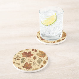 Posavasos Patrón de Hojas de Otoño – Botánica Otoñal Vintage
