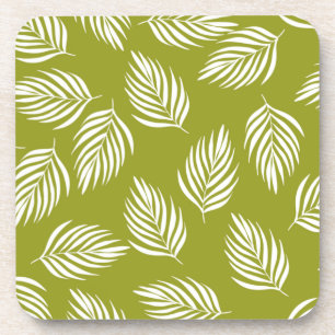 Posavasos Patrón de hojas decorativas de color verde lima