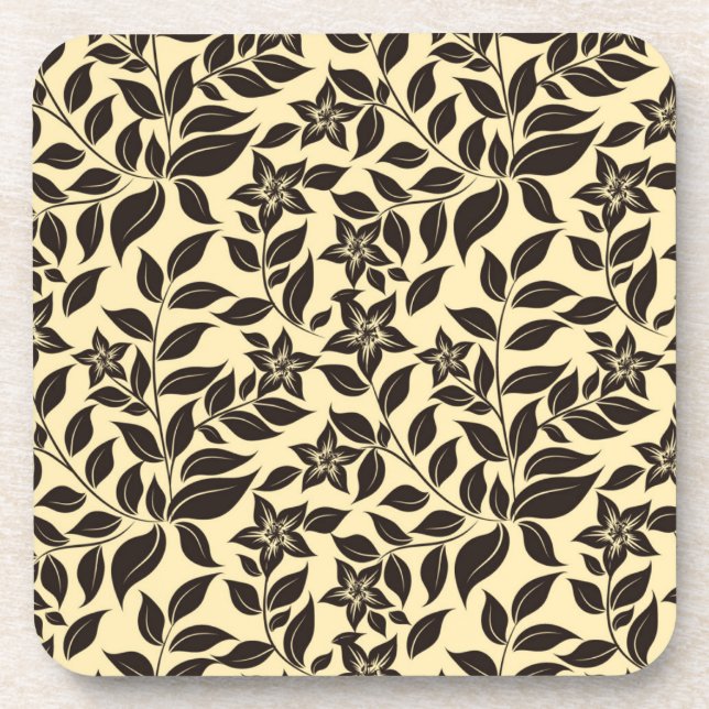 Posavasos Patrón de hojas florales-47566 (Frente)