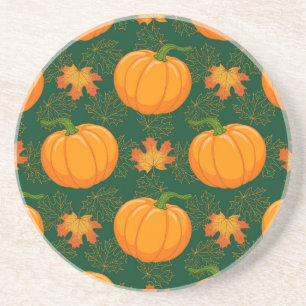 Posavasos Patrón de hojas otoñales de calabaza naranja