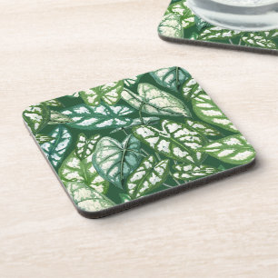 Posavasos Patrón de hojas tropicales verdes