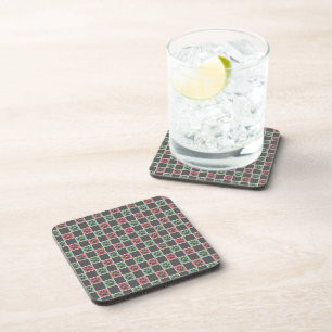 Posavasos Patrón de huella de pata con tema de Navidad en ro