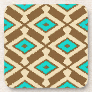 Posavasos Patrón de Ikat - Turquesa, Taupe y Beige