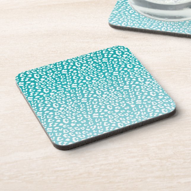 Posavasos Patrón de impresión de leopardo de color turquesa (Lado Izquierdo)