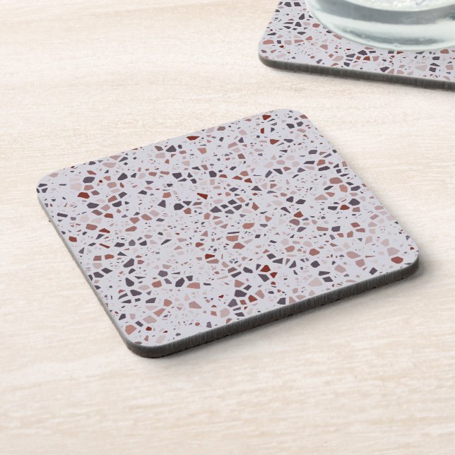 Posavasos Patrón de impresión moderno de Terrazzo rosa (Lado Izquierdo)