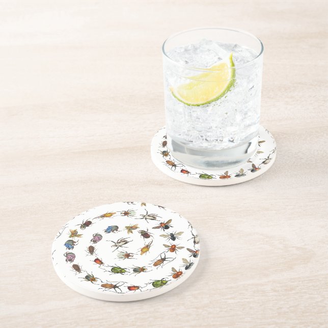 Posavasos Patrón de insectos y bichos de época (Lado)