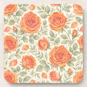 Posavasos Patrón de jardín Coral Rose & Sage
