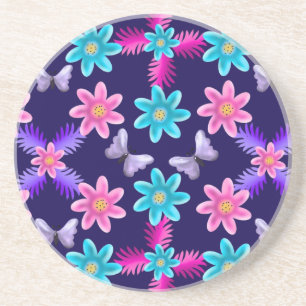 Posavasos Patrón de jardín de mariposas pastel Cottagecore