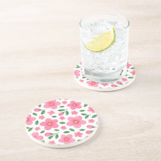 Posavasos Patrón de jardín floral rosa, flores botánicas